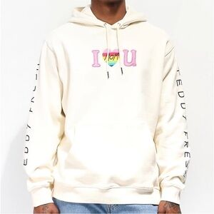 Teddy fresh I LOVE U MOM EMBROIDED HOODIE CREAM small